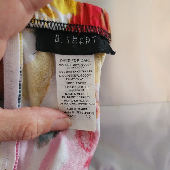 B. Smart Bright Floral Red Yellow Halter Summer Knee Length Dress Size 12 - Picture 5 of 5